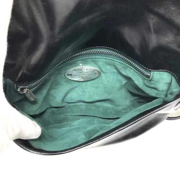 CELINE 115/130 ribbon Crossbody Bag Shoulder Bag Leather Black/SilverHardware - Picture 6 of 15